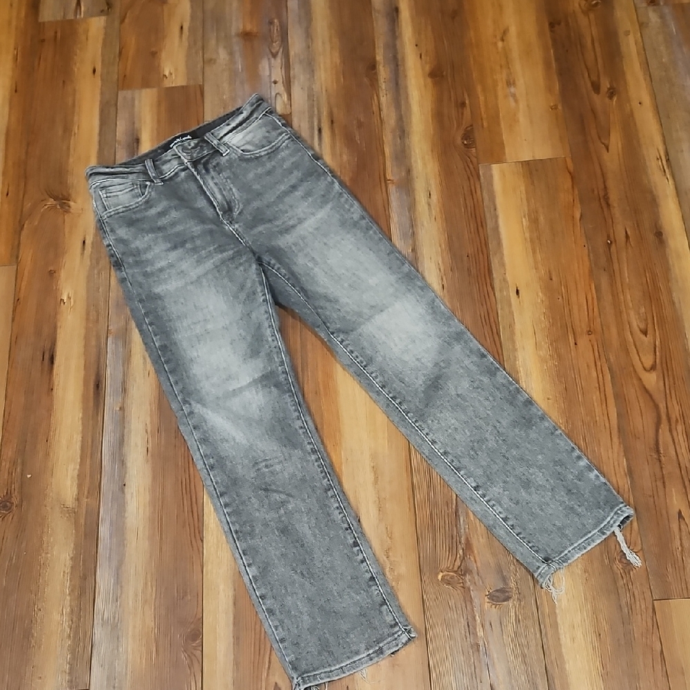 Women's High-Rise Straight Leg Jeans - Grey Wash